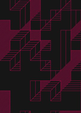 Edward Zajec 'in 1971' deki Il Cubo 'sunun uygulanması. Esasen 8 taştan oluşan bir Truchet fayans seti ve yerleştirme sanatı illüstrasyonu için kurallar