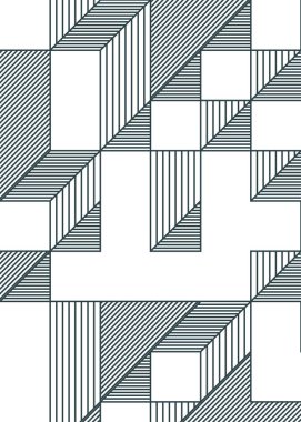 Edward Zajec 'in 1971' deki Il Cubo 'sunun uygulanması. Esasen 8 taştan oluşan bir Truchet fayans seti ve yerleştirme sanatı illüstrasyonu için kurallar