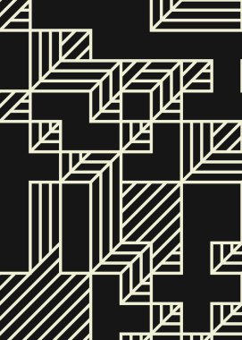 Edward Zajec 'in 1971' deki Il Cubo 'sunun uygulanması. Esasen 8 taştan oluşan bir Truchet fayans seti ve yerleştirme sanatı illüstrasyonu için kurallar