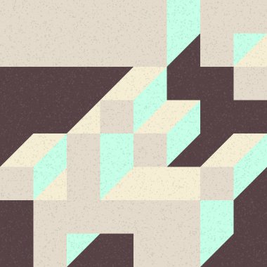 Edward Zajec 'in 1971' deki Il Cubo 'sunun uygulanması. Esasen 8 taştan oluşan bir Truchet fayans seti ve yerleştirme sanatı illüstrasyonu için kurallar