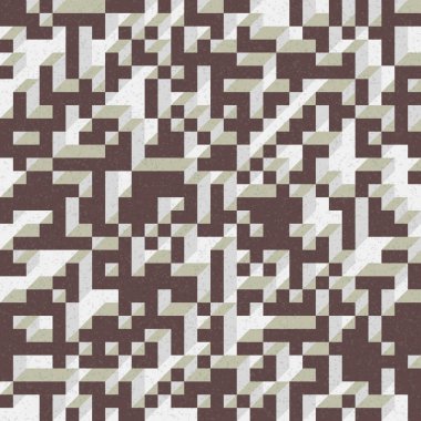 Edward Zajec 'in 1971' deki Il Cubo 'sunun uygulanması. Esasen 8 taştan oluşan bir Truchet fayans seti ve yerleştirme sanatı illüstrasyonu için kurallar