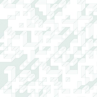 Edward Zajec 'in 1971' deki Il Cubo 'sunun uygulanması. Esasen 8 taştan oluşan bir Truchet fayans seti ve yerleştirme sanatı illüstrasyonu için kurallar