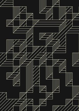 Edward Zajec 'in 1971' deki Il Cubo 'sunun uygulanması. Esasen 8 taştan oluşan bir Truchet fayans seti ve yerleştirme sanatı illüstrasyonu için kurallar