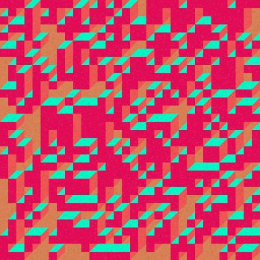 Edward Zajec 'in 1971' deki Il Cubo 'sunun uygulanması. Esasen 8 taştan oluşan bir Truchet fayans seti ve yerleştirme sanatı illüstrasyonu için kurallar