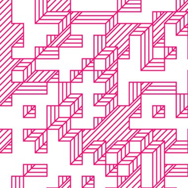 Edward Zajec 'in 1971' deki Il Cubo 'sunun uygulanması. Esasen 8 taştan oluşan bir Truchet fayans seti ve yerleştirme sanatı illüstrasyonu için kurallar