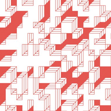 Edward Zajec 'in 1971' deki Il Cubo 'sunun uygulanması. Esasen 8 taştan oluşan bir Truchet fayans seti ve yerleştirme sanatı illüstrasyonu için kurallar