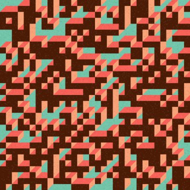 Edward Zajec 'in 1971' deki Il Cubo 'sunun uygulanması. Esasen 8 taştan oluşan bir Truchet fayans seti ve yerleştirme sanatı illüstrasyonu için kurallar