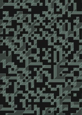 Edward Zajec 'in 1971' deki Il Cubo 'sunun uygulanması. Esasen 8 taştan oluşan bir Truchet fayans seti ve yerleştirme sanatı illüstrasyonu için kurallar