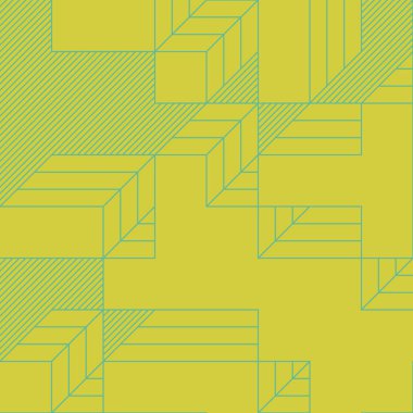 Edward Zajec 'in 1971' deki Il Cubo 'sunun uygulanması. Esasen 8 taştan oluşan bir Truchet fayans seti ve yerleştirme sanatı illüstrasyonu için kurallar