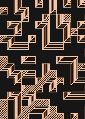 Edward Zajec 'in 1971' deki Il Cubo 'sunun uygulanması. Esasen 8 taştan oluşan bir Truchet fayans seti ve yerleştirme sanatı illüstrasyonu için kurallar