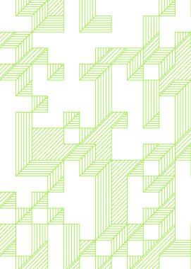 Edward Zajec 'in 1971' deki Il Cubo 'sunun uygulanması. Esasen 8 taştan oluşan bir Truchet fayans seti ve yerleştirme sanatı illüstrasyonu için kurallar