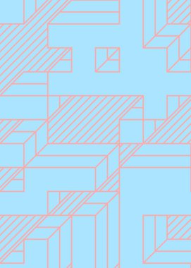 Edward Zajec 'in 1971' deki Il Cubo 'sunun uygulanması. Esasen 8 taştan oluşan bir Truchet fayans seti ve yerleştirme sanatı illüstrasyonu için kurallar