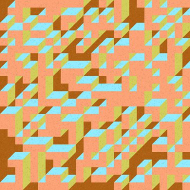 Edward Zajec 'in 1971' deki Il Cubo 'sunun uygulanması. Esasen 8 taştan oluşan bir Truchet fayans seti ve yerleştirme sanatı illüstrasyonu için kurallar