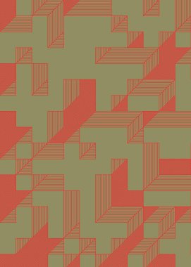 Edward Zajec 'in 1971' deki Il Cubo 'sunun uygulanması. Esasen 8 taştan oluşan bir Truchet fayans seti ve yerleştirme sanatı illüstrasyonu için kurallar