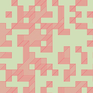 Edward Zajec 'in 1971' deki Il Cubo 'sunun uygulanması. Esasen 8 taştan oluşan bir Truchet fayans seti ve yerleştirme sanatı illüstrasyonu için kurallar