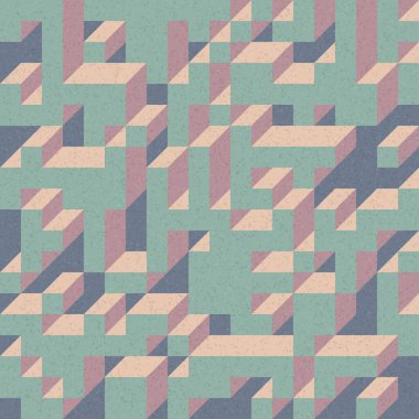 Edward Zajec 'in 1971' deki Il Cubo 'sunun uygulanması. Esasen 8 taştan oluşan bir Truchet fayans seti ve yerleştirme sanatı illüstrasyonu için kurallar