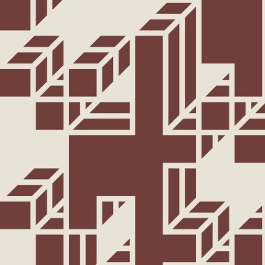 Edward Zajec 'in 1971' deki Il Cubo 'sunun uygulanması. Esasen 8 taştan oluşan bir Truchet fayans seti ve yerleştirme sanatı illüstrasyonu için kurallar