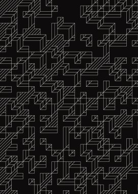 Edward Zajec 'in 1971' deki Il Cubo 'sunun uygulanması. Esasen 8 taştan oluşan bir Truchet fayans seti ve yerleştirme sanatı illüstrasyonu için kurallar