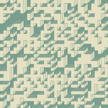 Edward Zajec 'in 1971' deki Il Cubo 'sunun uygulanması. Esasen 8 taştan oluşan bir Truchet fayans seti ve yerleştirme sanatı illüstrasyonu için kurallar