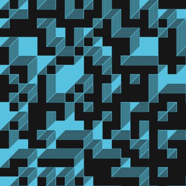 Edward Zajec 'in 1971' deki Il Cubo 'sunun uygulanması. Esasen 8 taştan oluşan bir Truchet fayans seti ve yerleştirme sanatı illüstrasyonu için kurallar