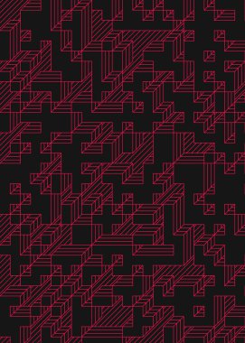 Edward Zajec 'in 1971' deki Il Cubo 'sunun uygulanması. Esasen 8 taştan oluşan bir Truchet fayans seti ve yerleştirme sanatı illüstrasyonu için kurallar