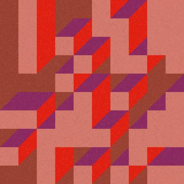 Edward Zajec 'in 1971' deki Il Cubo 'sunun uygulanması. Esasen 8 taştan oluşan bir Truchet fayans seti ve yerleştirme sanatı illüstrasyonu için kurallar