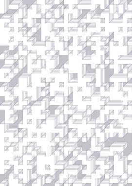 Edward Zajec 'in 1971' deki Il Cubo 'sunun uygulanması. Esasen 8 taştan oluşan bir Truchet fayans seti ve yerleştirme sanatı illüstrasyonu için kurallar