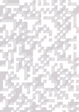 Edward Zajec 'in 1971' deki Il Cubo 'sunun uygulanması. Esasen 8 taştan oluşan bir Truchet fayans seti ve yerleştirme sanatı illüstrasyonu için kurallar