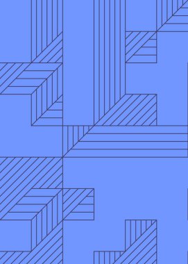 Edward Zajec 'in 1971' deki Il Cubo 'sunun uygulanması. Esasen 8 taştan oluşan bir Truchet fayans seti ve yerleştirme sanatı illüstrasyonu için kurallar