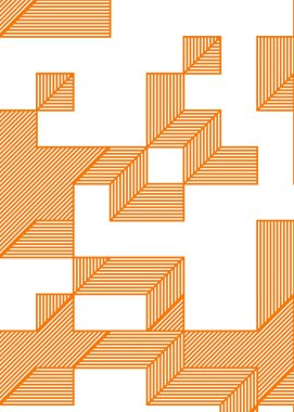 Edward Zajec 'in 1971' deki Il Cubo 'sunun uygulanması. Esasen 8 taştan oluşan bir Truchet fayans seti ve yerleştirme sanatı illüstrasyonu için kurallar