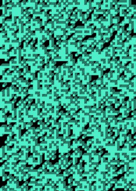 Edward Zajec 'in 1971' deki Il Cubo 'sunun uygulanması. Esasen 8 taştan oluşan bir Truchet fayans seti ve yerleştirme sanatı illüstrasyonu için kurallar