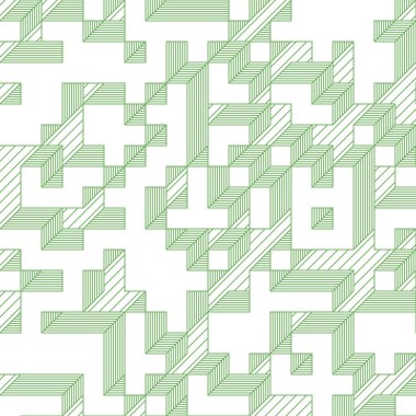 Edward Zajec 'in 1971' deki Il Cubo 'sunun uygulanması. Esasen 8 taştan oluşan bir Truchet fayans seti ve yerleştirme sanatı illüstrasyonu için kurallar