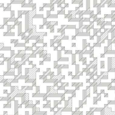 Edward Zajec 'in 1971' deki Il Cubo 'sunun uygulanması. Esasen 8 taştan oluşan bir Truchet fayans seti ve yerleştirme sanatı illüstrasyonu için kurallar