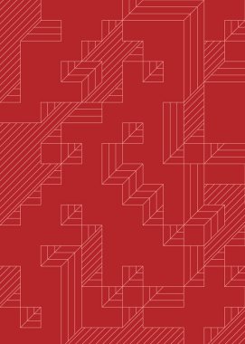 Edward Zajec 'in 1971' deki Il Cubo 'sunun uygulanması. Esasen 8 taştan oluşan bir Truchet fayans seti ve yerleştirme sanatı illüstrasyonu için kurallar