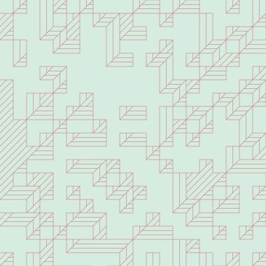 Edward Zajec 'in 1971' deki Il Cubo 'sunun uygulanması. Esasen 8 taştan oluşan bir Truchet fayans seti ve yerleştirme sanatı illüstrasyonu için kurallar