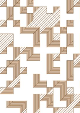 Edward Zajec 'in 1971' deki Il Cubo 'sunun uygulanması. Esasen 8 taştan oluşan bir Truchet fayans seti ve yerleştirme sanatı illüstrasyonu için kurallar