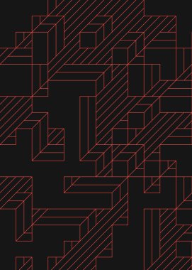 Edward Zajec 'in 1971' deki Il Cubo 'sunun uygulanması. Esasen 8 taştan oluşan bir Truchet fayans seti ve yerleştirme sanatı illüstrasyonu için kurallar