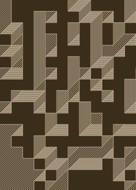 Edward Zajec 'in 1971' deki Il Cubo 'sunun uygulanması. Esasen 8 taştan oluşan bir Truchet fayans seti ve yerleştirme sanatı illüstrasyonu için kurallar