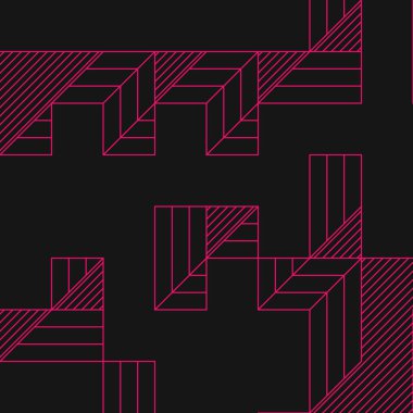 Edward Zajec 'in 1971' deki Il Cubo 'sunun uygulanması. Esasen 8 taştan oluşan bir Truchet fayans seti ve yerleştirme sanatı illüstrasyonu için kurallar