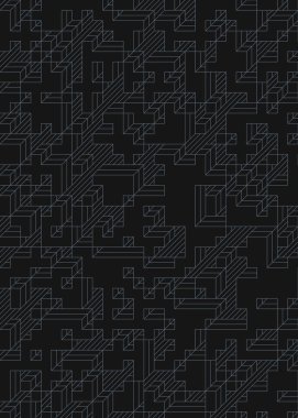 Edward Zajec 'in 1971' deki Il Cubo 'sunun uygulanması. Esasen 8 taştan oluşan bir Truchet fayans seti ve yerleştirme sanatı illüstrasyonu için kurallar