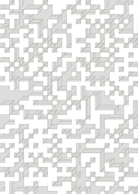 Edward Zajec 'in 1971' deki Il Cubo 'sunun uygulanması. Esasen 8 taştan oluşan bir Truchet fayans seti ve yerleştirme sanatı illüstrasyonu için kurallar