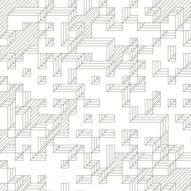 Edward Zajec 'in 1971' deki Il Cubo 'sunun uygulanması. Esasen 8 taştan oluşan bir Truchet fayans seti ve yerleştirme sanatı illüstrasyonu için kurallar