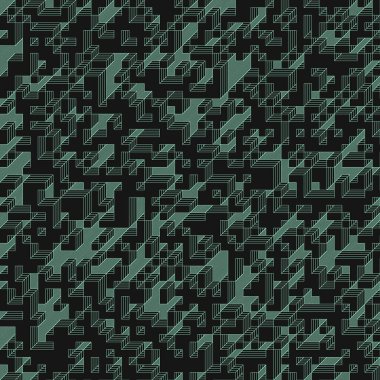 Edward Zajec 'in 1971' deki Il Cubo 'sunun uygulanması. Esasen 8 taştan oluşan bir Truchet fayans seti ve yerleştirme sanatı illüstrasyonu için kurallar