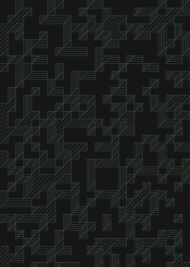 Edward Zajec 'in 1971' deki Il Cubo 'sunun uygulanması. Esasen 8 taştan oluşan bir Truchet fayans seti ve yerleştirme sanatı illüstrasyonu için kurallar