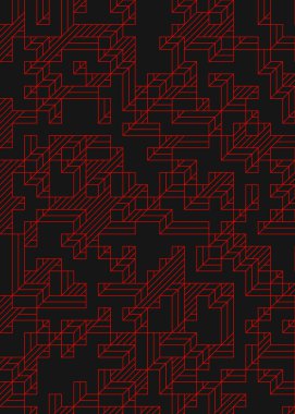 Edward Zajec 'in 1971' deki Il Cubo 'sunun uygulanması. Esasen 8 taştan oluşan bir Truchet fayans seti ve yerleştirme sanatı illüstrasyonu için kurallar