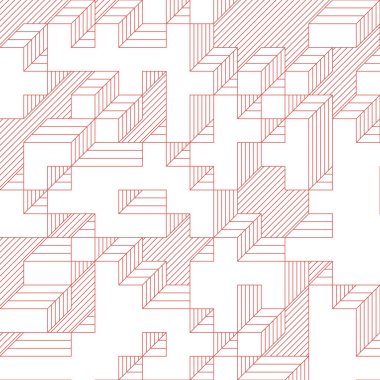 Edward Zajec 'in 1971' deki Il Cubo 'sunun uygulanması. Esasen 8 taştan oluşan bir Truchet fayans seti ve yerleştirme sanatı illüstrasyonu için kurallar