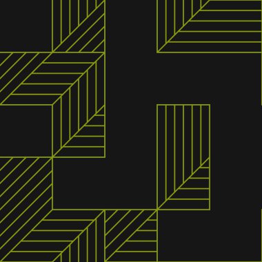 Edward Zajec 'in 1971' deki Il Cubo 'sunun uygulanması. Esasen 8 taştan oluşan bir Truchet fayans seti ve yerleştirme sanatı illüstrasyonu için kurallar