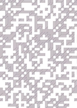 Edward Zajec 'in 1971' deki Il Cubo 'sunun uygulanması. Esasen 8 taştan oluşan bir Truchet fayans seti ve yerleştirme sanatı illüstrasyonu için kurallar