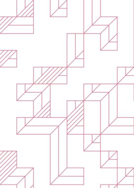 Edward Zajec 'in 1971' deki Il Cubo 'sunun uygulanması. Esasen 8 taştan oluşan bir Truchet fayans seti ve yerleştirme sanatı illüstrasyonu için kurallar