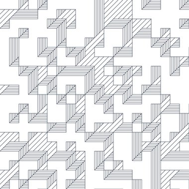 Edward Zajec 'in 1971' deki Il Cubo 'sunun uygulanması. Esasen 8 taştan oluşan bir Truchet fayans seti ve yerleştirme sanatı illüstrasyonu için kurallar